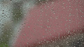 close up. raindrops on the window. detail. 4k video.