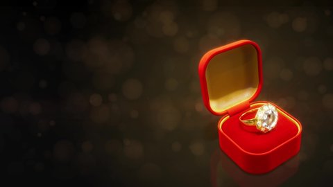 costly pretty gold ring with diamonds in red jewelry box - loop video