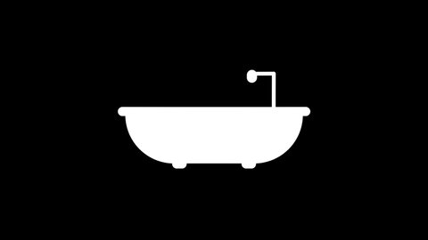 White picture of bath on a black background. taking an elite bath. Distortion liquid style transition icon for your project. 4K video animation for motion graphics and compositing.