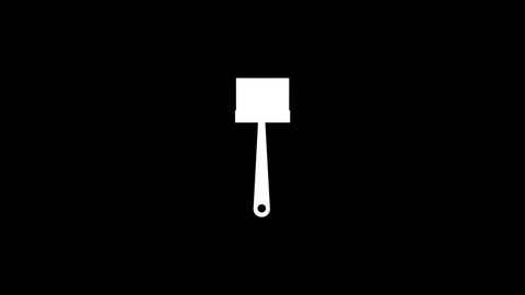 White picture of brush on a black background. painting tool. Distortion liquid style transition icon for your project. 4K video animation for motion graphics and compositing.
