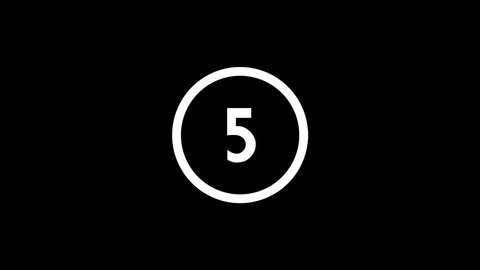 White picture of five on a black background. simple number in a circle. Distortion liquid style transition icon for your project. 4K video animation for motion graphics and compositing.