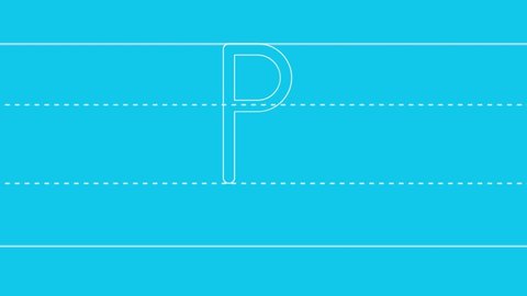 Trace the letter P with a marker. Animated letters sample for children sequential writing of the letter P. Elementary school student learning. English alphabet letters handwriting.
