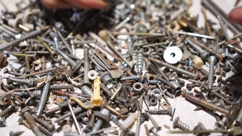 Hand Putting Sorting Screws Nails Bolts Stock Footage Video (100% ...