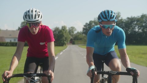 Professional Road Racing Cyclist Couple Sports Stock Footage Video (100 ...