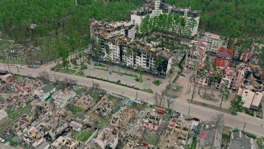 War Ukraine Kiev Kyiv bomb ruin house destruction city building street
