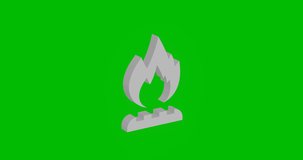 Animation of rotation of a white gas symbol with shadow. Simple and complex rotation. Seamless looped 4k animation on green chroma key background