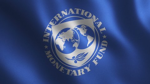International Monetary Fund flag waving. Abstract background. Loop animation. Motion graphics