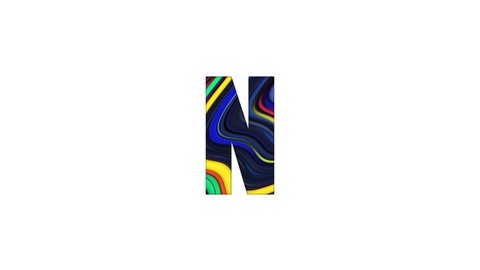 Letter N from animated colorful lines isolated on white background for forming words and text animation in your video projects