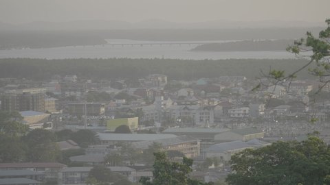 Overview of the city of Cayenne and the mouth of the river in French Guiana