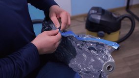 Space saver saving seal bag sucking air vacuum clothing storage compressed package. - Powered by Shutterstock - Get 15% off with code: PIKWIZARD15