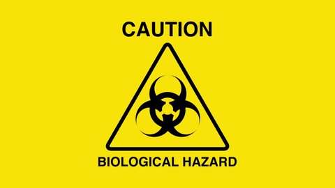 Caution Biohazard Symbol Sign Animation on White Background and Green Screen