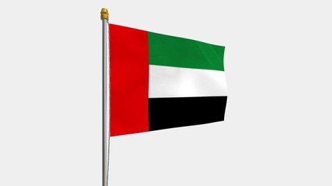 A loop video of the the United Arab Emirates flag swaying in the wind from the left perspective.