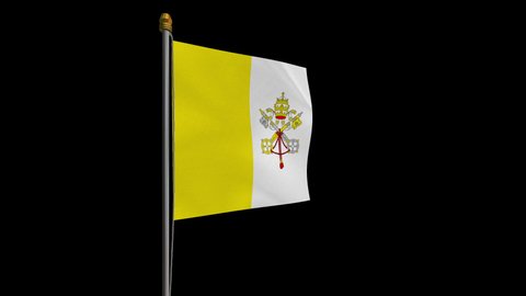 A loop video of the the Vatican City flag swaying in the wind from the left perspective.