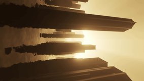Surreal 3D Looping Cityscape On Water Eclipsed In Hazy Fog Vertical Video Background - Powered by Shutterstock - Get 15% off with code: PIKWIZARD15