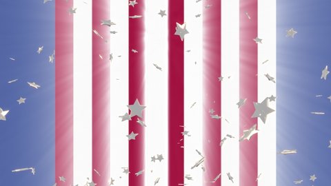 Flying stars in the background of the U.S. flag. 3D render
