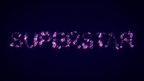 superstar - text made of shining pink diamonds, isolated - loop video