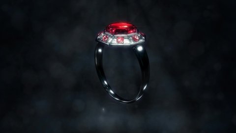 Shining dark metal ring with red ruby gem stone rotate, fictitious - loop videoexpensive,   gem,   sparkle,   brilliant,   ruby,   colorful,   glitter,   crimson,   color,   ruby gem,   jewel