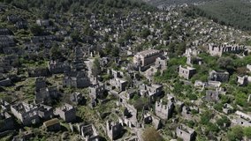 Kayakoy Ghost Village Drone Video, Fethiye Mugla Turkey