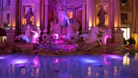 Las Vegas, USA - January 2016 : Caesars Palace Trevi fountain on the Strip in Paradise, Nevada, United States