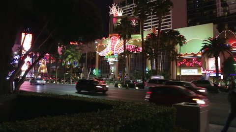 Las Vegas, USA - January 2016 : Margaritaville restaurant facade neons on the Las Vegas Strip at night