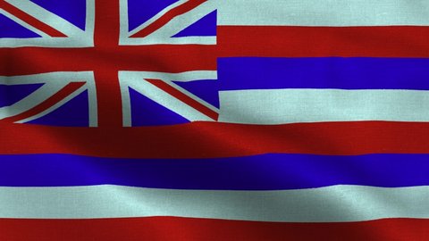 Hawaii state flag USA waving in the wind. flag seamless loop animation. 4K
