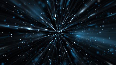 Glittering shiny blue particles and shimmering light rays motion background animation. This abstract background is full HD and a seamless loop.