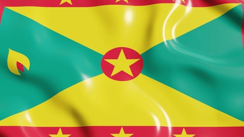 Waving flag of Grenada country. 3d render national flag dynamic background. 4k realistic seamless loop animated video clip