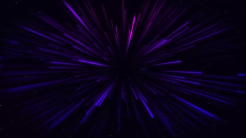 Slowly flying through space then entering hyperspace and slowing down. Colorful speed of light seamless loop animation