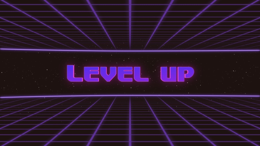 Level Up Title Animated Retro Futuristic 80s 90s Style. Animation squares and retro background - Powered by Shutterstock - Get 15% off with code: PIKWIZARD15