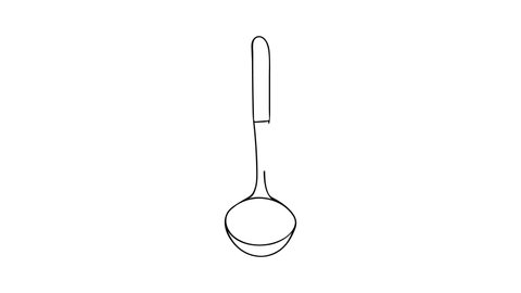 Doodle animation of soup ladle icon. Drawing video of doodle soup ladle illustration. Soup ladle doodle video on white background