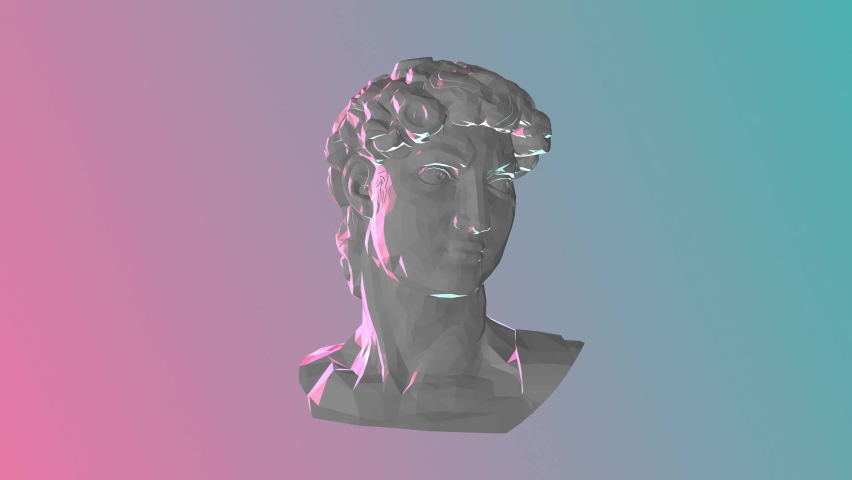 David Head 3D Glitch Effect Animation. Abstract Futuristic Michelangelo's David Sculpture. NFT Cryptoart Concept. 4K Royalty-Free Stock Footage #1089608865