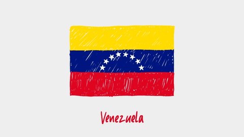 Venezuela Flag Marker Whiteboard or Pencil Color Sketch Looping Animation