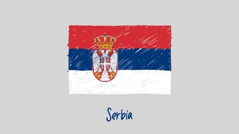 Serbia Flag Marker Whiteboard or Pencil Color Sketch Looping Animation