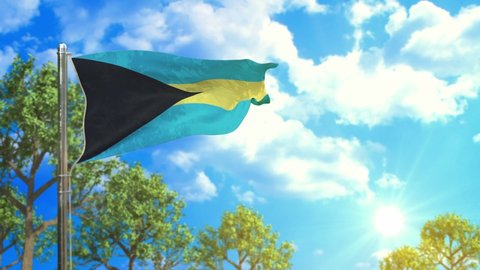 flag of Bahamas at sunny day, clean nature symbollove,   independent,   vacations,   election,  bahamas,  Bahamian,  flag,   outdoor,   template,   happiness,   sunburst,   meteorology,   glory