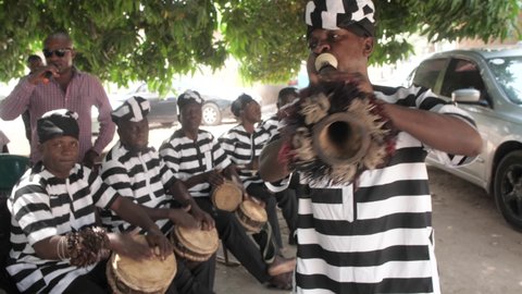12th April 2022, Makurdi, Benue state Nigeria:African traditional drummer performing 