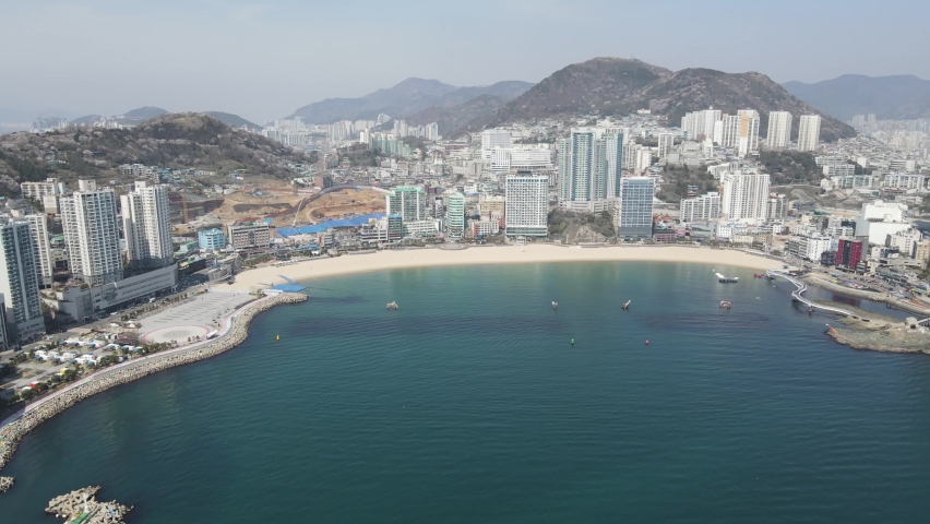 Korea Busan Songdo Beach Sky View Stock Footage Video (100% Royalty ...