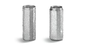 Blank silver 450 ml and 500 ml soda can mockup, looped rotation, 3d rendering. Empty turning carbonated standart and pint drink with drops, isolated on white background. Aluminum drink jar template. - Powered by Shutterstock - Get 15% off with code: PIKWIZARD15