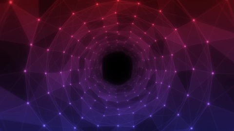 Plexus Digital Tunnel Animation.
Lines And Dots Connection. Data Flow Concept. Abstract Cyber Technology Background. 4K