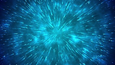 4K Blue shining light rays and stars. Seamless loop abstract motion background