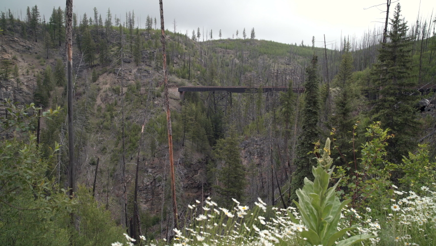 Myra Canyon Trestle #9 Kelowna 4K UHD. One of the trestles in Myra-Bellevue Provincial Park in Kelowna. 4K UHD.
