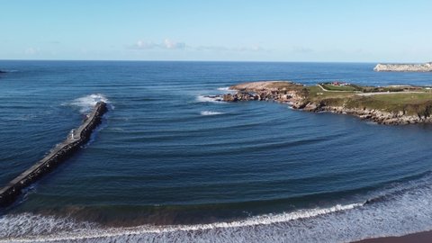 Aerial view of Cuchia beach, in Cantabria.