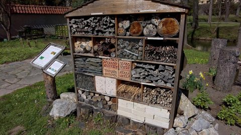 Insect hotels encourage biodiversity by providing shelter to a variety of critters from the city of Olomouc at "Flora" festival .