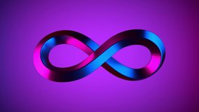 Infinity neon sign on purple background. Ultraviolet spectrum, quantum energy, pink blue violet. Financial, social media, presentation, design template element. Seamless loop, 3d animation in 4K - Powered by Shutterstock - Get 15% off with code: PIKWIZARD15