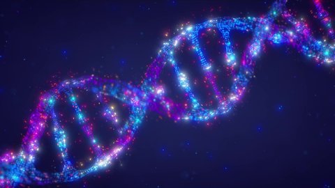 Digital double helix DNA molecule 3d animation. Molecular genetics and Genetic engineering motion concept