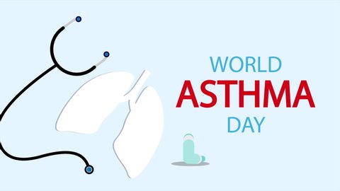 World Asthma Day inhaler lungs, art video illustration.