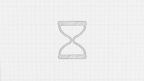 Hourglass icon with color drawing effect. Doodle animation. 4K