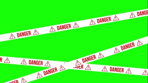 Danger Sign Red Barricade 4K Animation, Green Screen for Chroma Key Use
