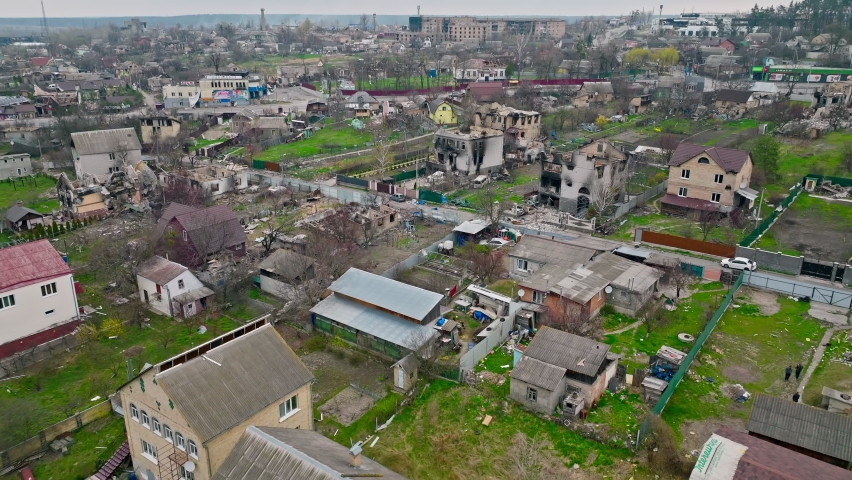 War ruin Ukraine city damage house civil Kyiv destruction rocket danger conflict