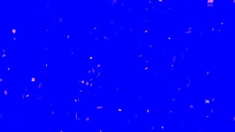 Gold Glitter Falling On Blue Mat Screen Background - Gold Glitter falling in Slow Motion Seamless loop 3D Animation. Alpha Channel. Falling gold sparkle glitter foil confetti, animation background.