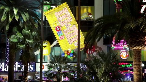 Las Vegas, USA - January 2016 : M and M's World facade on the Las Vegas Strip at night